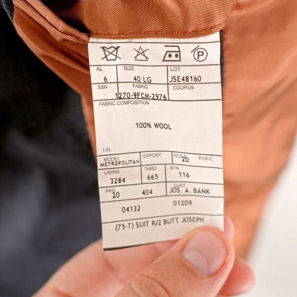 Joseph‎ Jos A Bank Wool Blue Gray Plaid Windowpane 2 Button Suit Jacket 38R - Picture 11 of 15